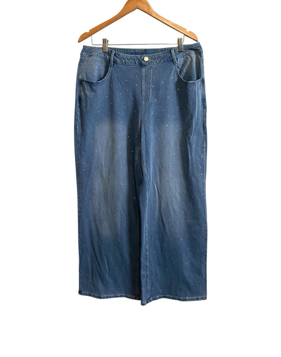 HALARA Denim - Halara Embellished Wide Leg Pullover Flex Denim XL NWT Soft Stretch Breathable